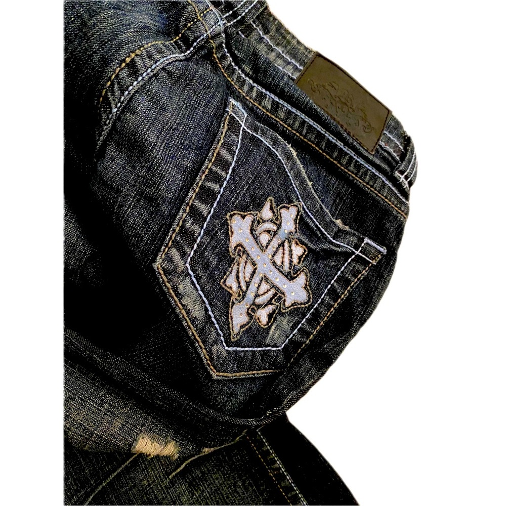 NWT REUSE Jeans Flared Leg Cross Back Detail